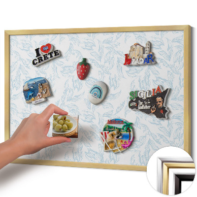 Tableau magnétique avec cadre doré Motif régulier de feuilles