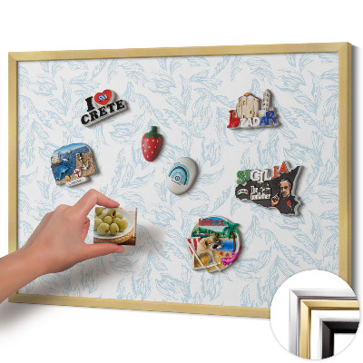 Tableau magnétique avec cadre doré Motif régulier de feuilles