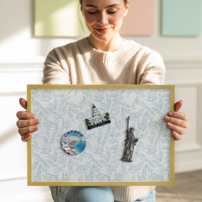Tableau magnétique avec cadre doré Motif régulier de feuilles