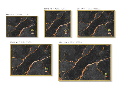 Tableau magnétique avec cadre doré Marbre foncé décoré