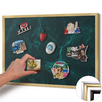 Tableau magnétique avec cadre doré Marbre vert bouteille