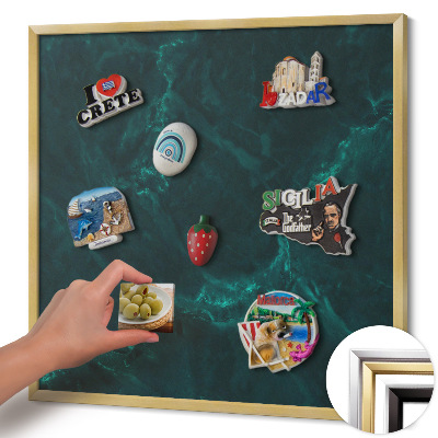 Tableau magnétique avec cadre doré Marbre vert bouteille