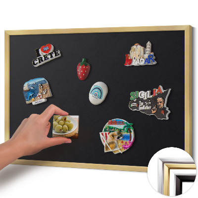 Tableau magnétique avec cadre doré Couleur noire