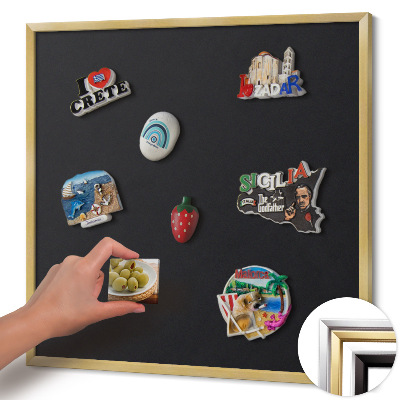 Tableau magnétique avec cadre doré Couleur noire