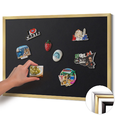 Tableau magnétique avec cadre doré Couleur noire