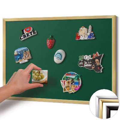 Tableau magnétique avec cadre doré Couleur vert foncé