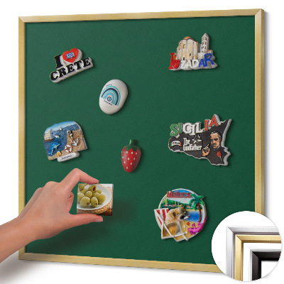 Tableau magnétique avec cadre doré Couleur vert foncé