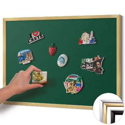 Tableau magnétique avec cadre doré Couleur vert foncé