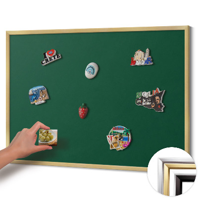 Tableau magnétique avec cadre doré Couleur vert foncé