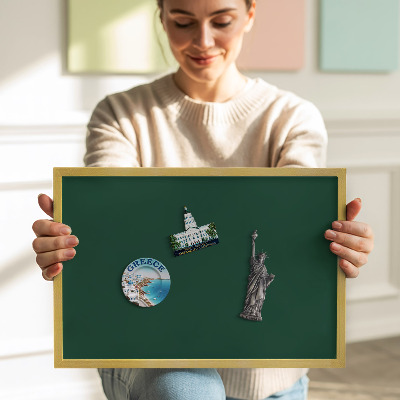 Tableau magnétique avec cadre doré Couleur vert foncé