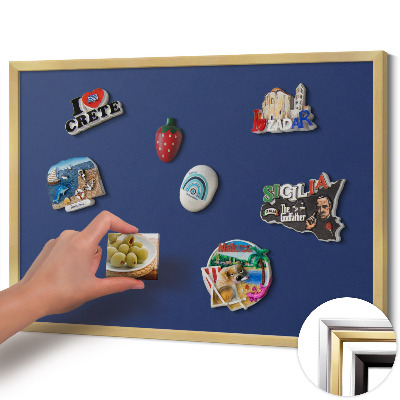 Tableau magnétique avec cadre doré Couleur bleu marine