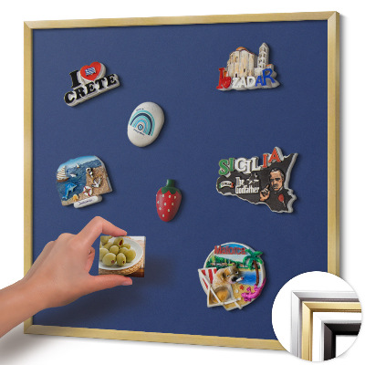 Tableau magnétique avec cadre doré Couleur bleu marine