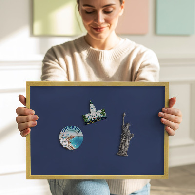 Tableau magnétique avec cadre doré Couleur bleu marine