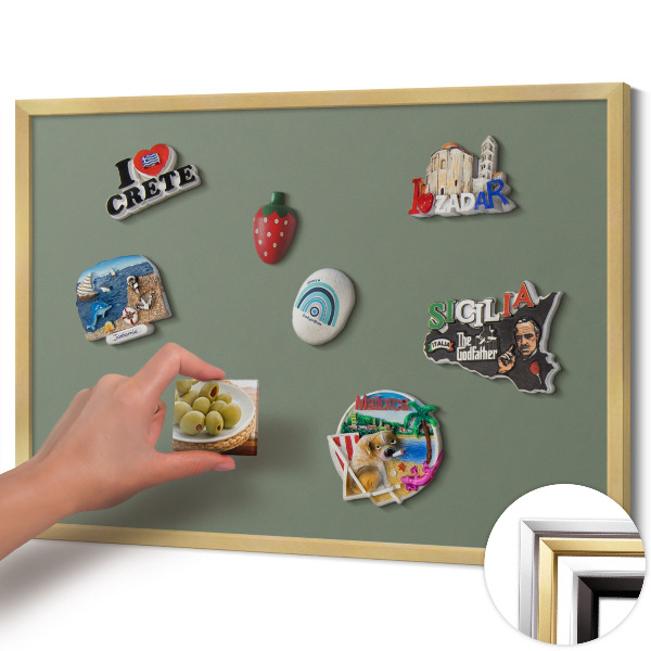 Tableau magnétique avec cadre doré Couleur olive