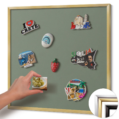 Tableau magnétique avec cadre doré Couleur olive