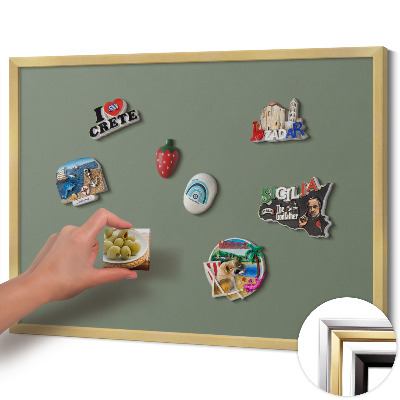 Tableau magnétique avec cadre doré Couleur olive