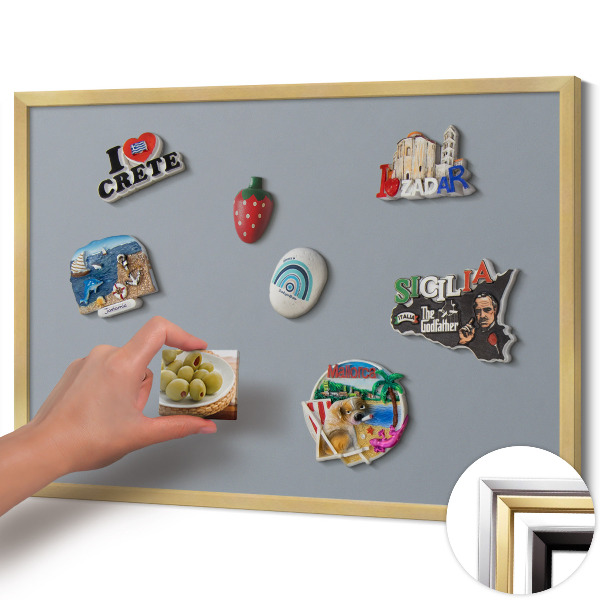 Tableau magnétique avec cadre doré Couleur grise