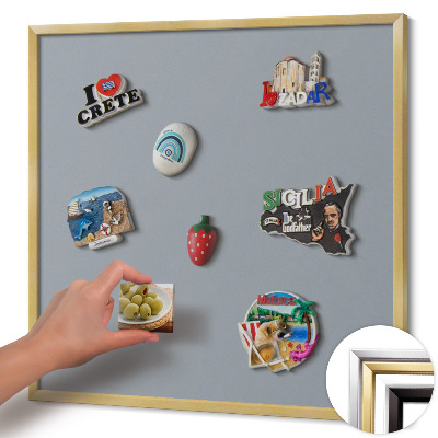 Tableau magnétique avec cadre doré Couleur grise