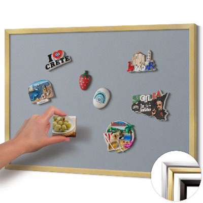 Tableau magnétique avec cadre doré Couleur grise