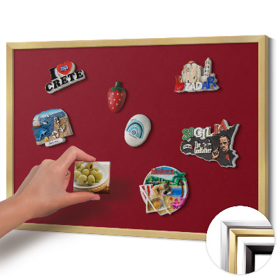 Tableau magnétique avec cadre doré Couleur bordeaux