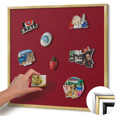 Tableau magnétique avec cadre doré Couleur bordeaux