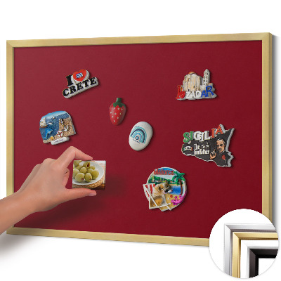 Tableau magnétique avec cadre doré Couleur bordeaux