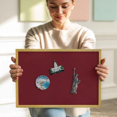 Tableau magnétique avec cadre doré Couleur bordeaux