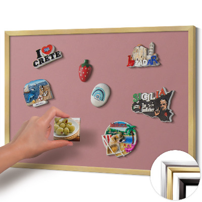 Tableau magnétique avec cadre doré Couleur rose pastel