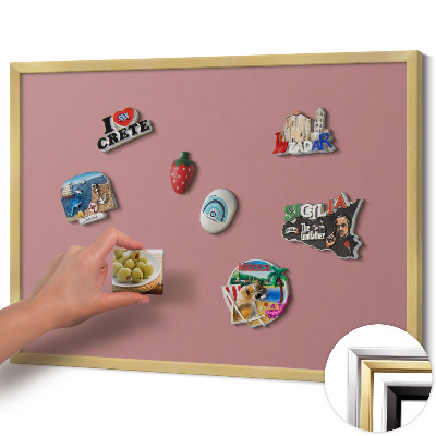 Tableau magnétique avec cadre doré Couleur rose pastel