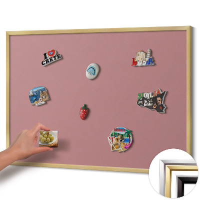 Tableau magnétique avec cadre doré Couleur rose pastel