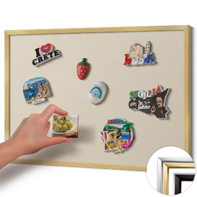 Tableau magnétique avec cadre doré Couleur beige clair
