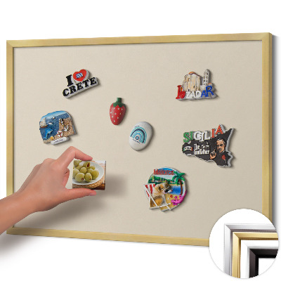 Tableau magnétique avec cadre doré Couleur beige clair
