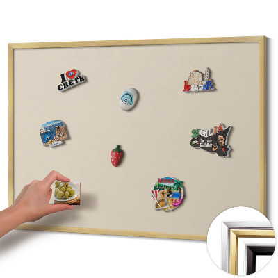 Tableau magnétique avec cadre doré Couleur beige clair