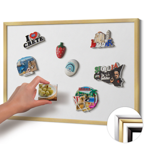 Tableau magnétique avec cadre doré Couleur blanche