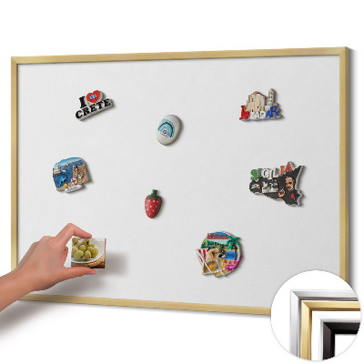 Tableau magnétique avec cadre doré Couleur blanche