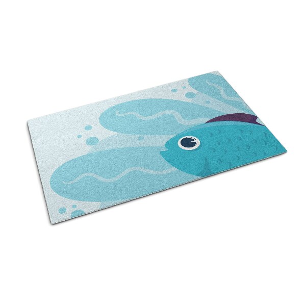 Tapis entrée intérieur Poisson bleu