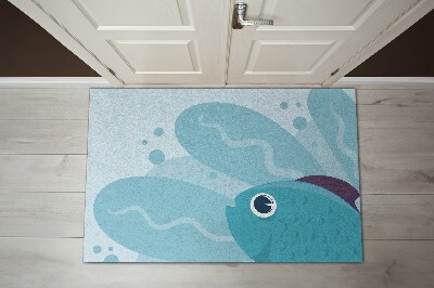 Tapis entrée intérieur Poisson bleu