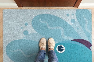 Tapis entrée intérieur Poisson bleu