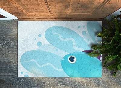 Tapis entrée intérieur Poisson bleu