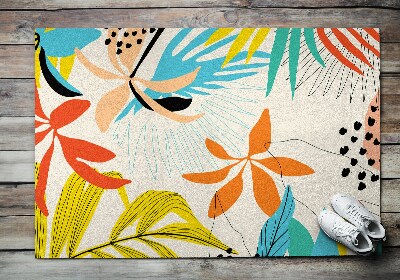 Tapis entrée Fleurs feuilles