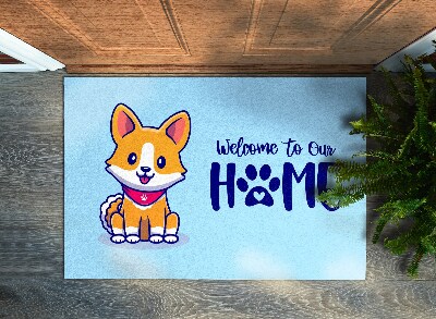 Tapis d'entrée Welcome to our home Chien