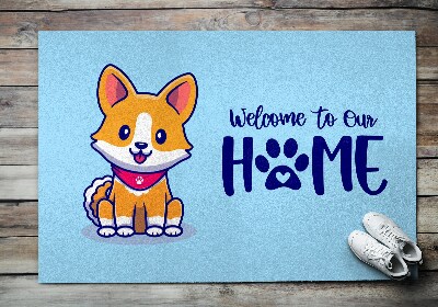 Tapis d'entrée Welcome to our home Chien