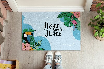 Tapis d'entrée Home sweet home Toucan et Flamingo