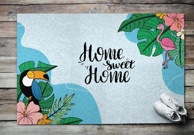 Tapis d'entrée Home sweet home Toucan et Flamingo