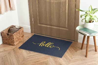 Tapis d'entrée intérieur Hello Fond bleu