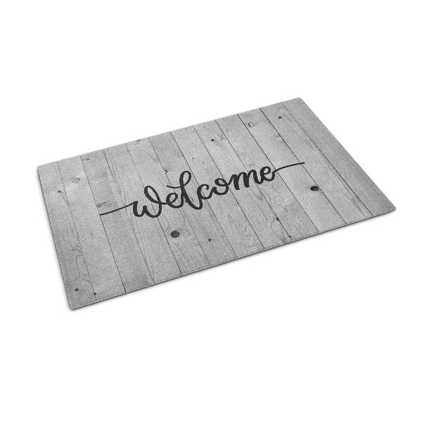 Tapis d'entrée Welcome Planches grises