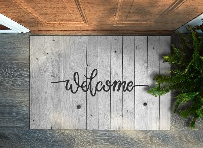 Tapis d'entrée Welcome Planches grises