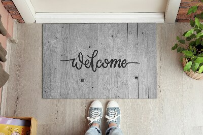 Tapis d'entrée Welcome Planches grises