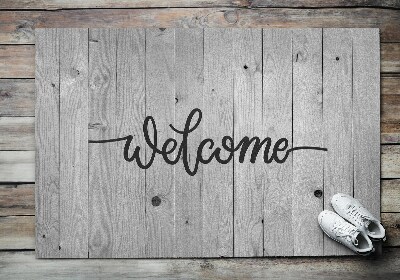 Tapis d'entrée Welcome Planches grises