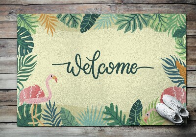 Tapis d'entrée Welcome Flamants roses